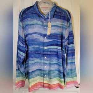Tommy Bahama Mens XL Button Up Long Sleeve Shirt Soleil Horizon Mazarine Blue